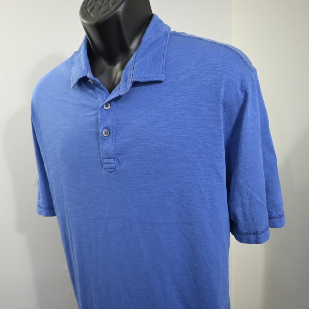 Tommy Bahama Polo Mens XXL‎ Blue Slub Knit Short Sleeve Casual Shirt